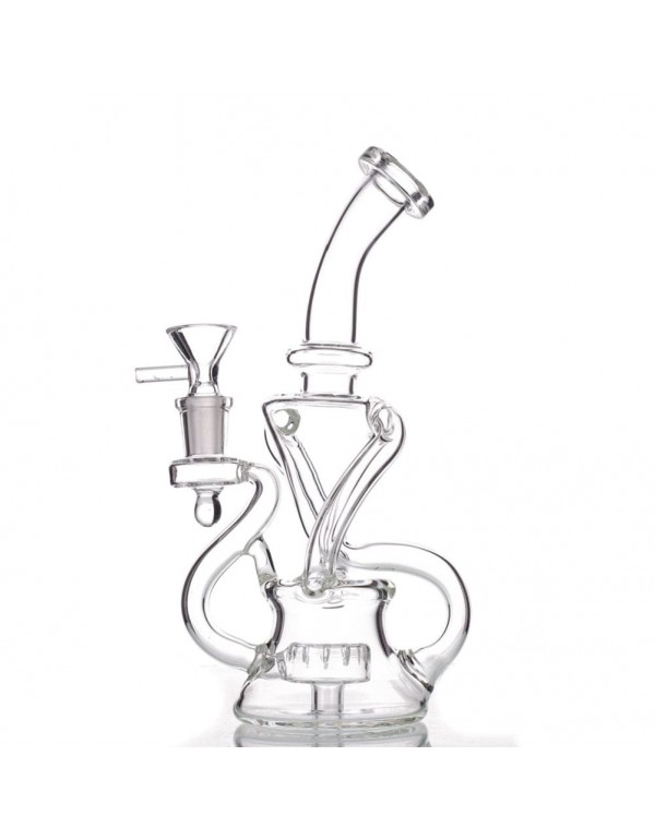 9" Glass Recycler w/ Slitted Disc Perc