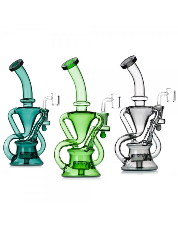9" Glass Recycler w/ Slitted Disc Perc