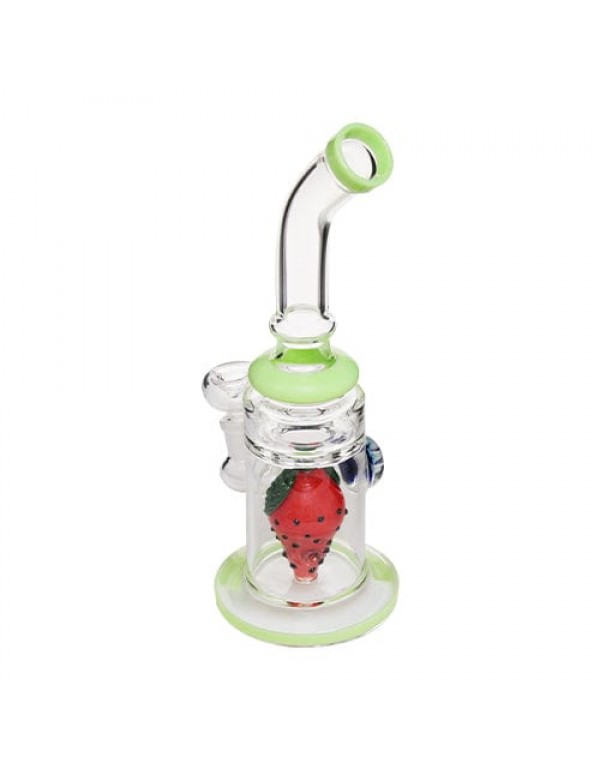 10" Handmade Glass Bong w/ Strawberry Accents