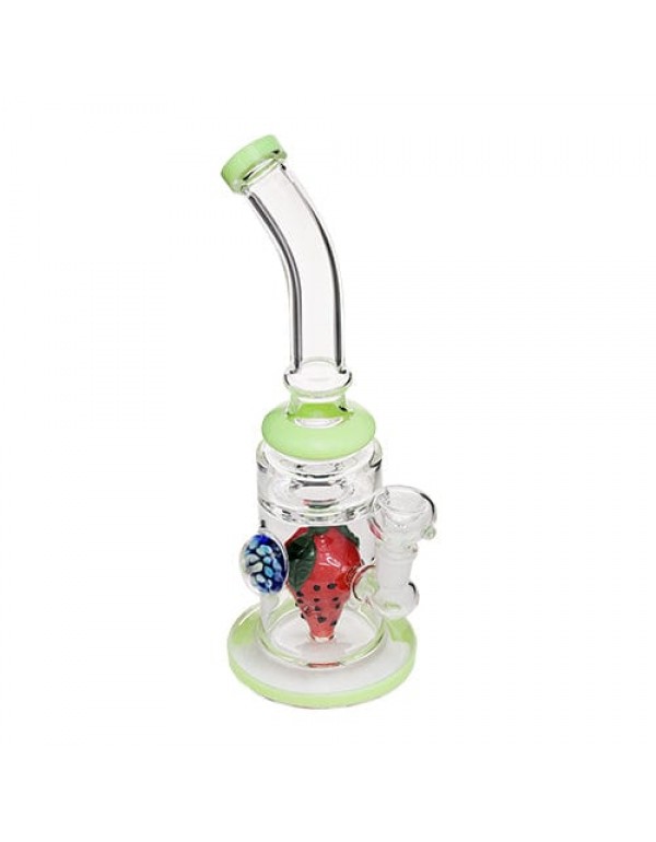 10" Handmade Glass Bong w/ Strawberry Accents
