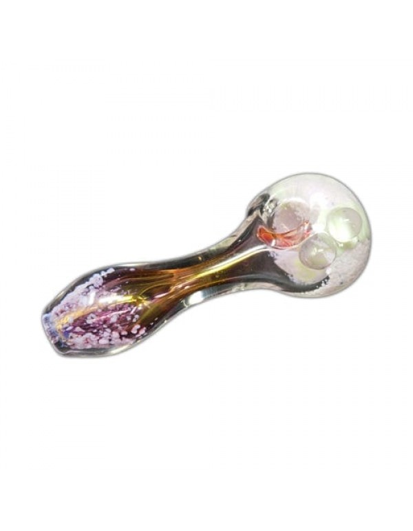 Pink & White Handmade Glass Hand Pipe w/ Fumed Accents