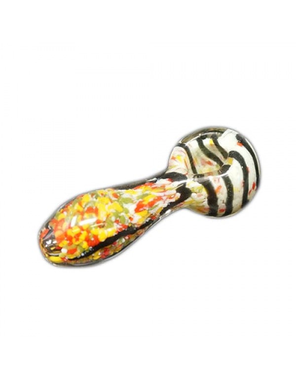 Handmade Glass Hand Pipe w/ Stripe Accents
