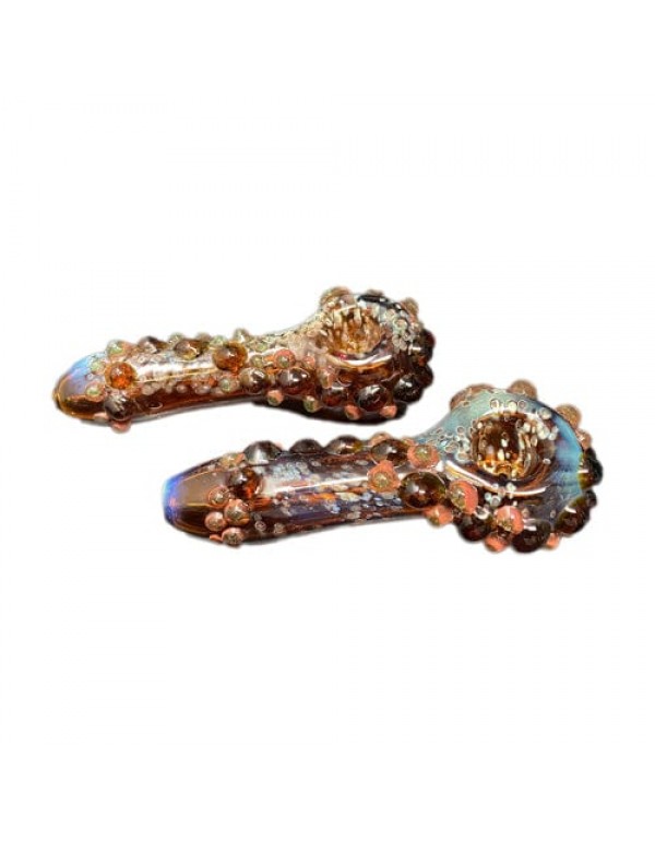 Handmade Glass Hand Pipe w/ Jeweled Accents