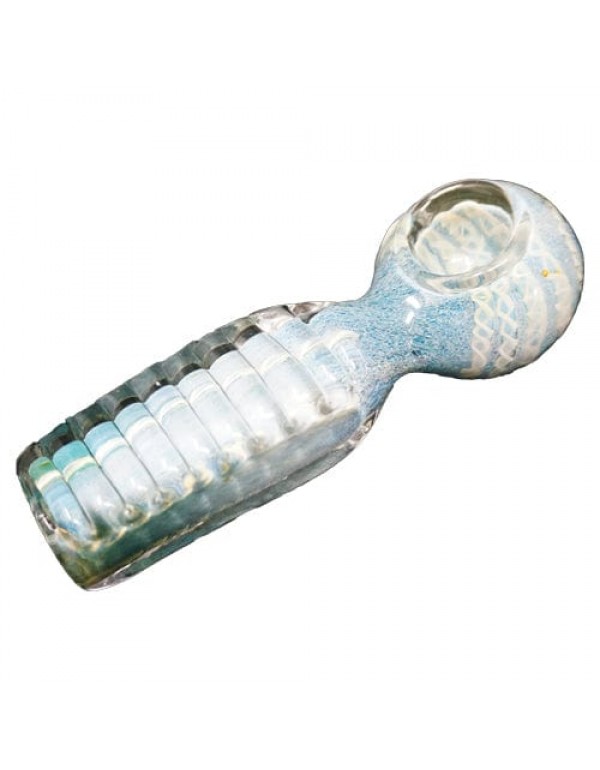 White & Blue Handmade Glass Hand Pipe w/ Uniqu...