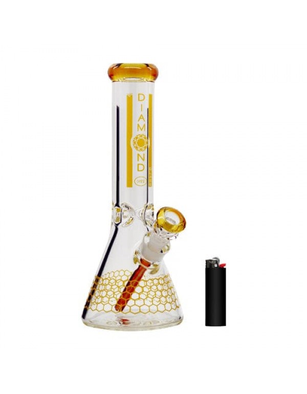 Diamond Glass 12" Dalmont Beaker Bong w/ Hive Accents (9mm Thick)