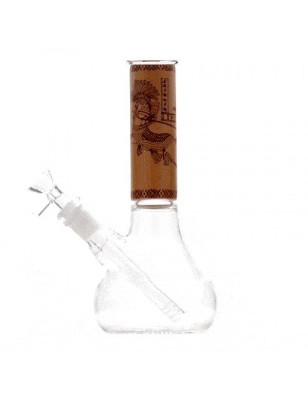 Mini Glass Beaker Bong w/ Wood Accent