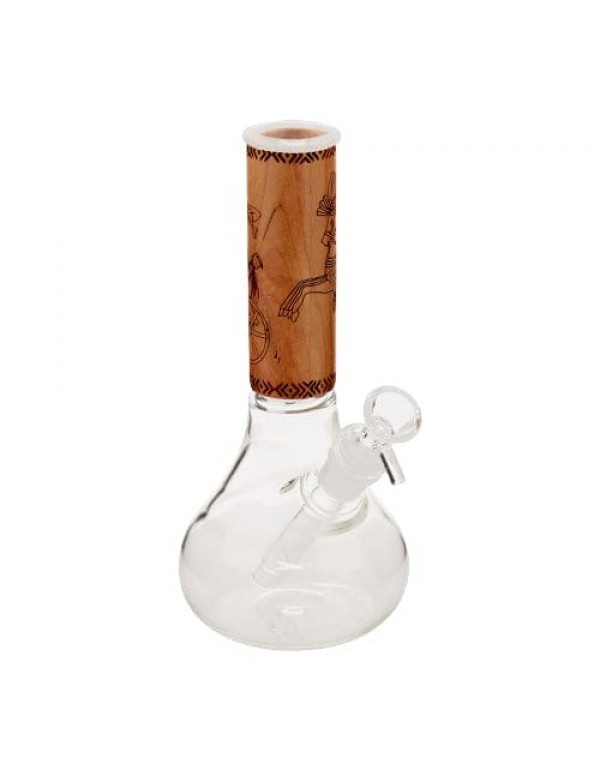 Mini Glass Beaker Bong w/ Wood Accent