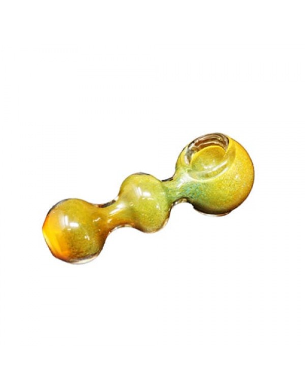 Yellow Handmade Glass Hand Pipe w/ Fumed Accents
