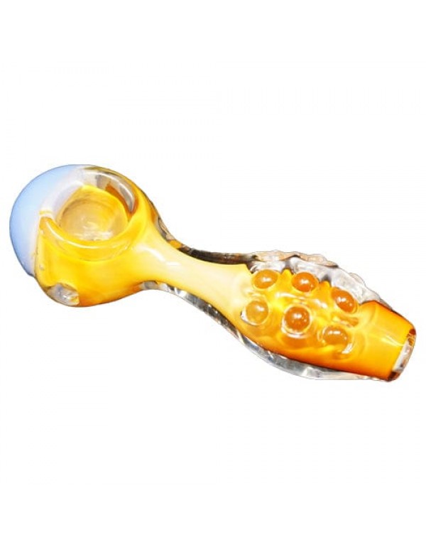 Orange Handmade Glass Spoon Pipe w/ Blue Accents