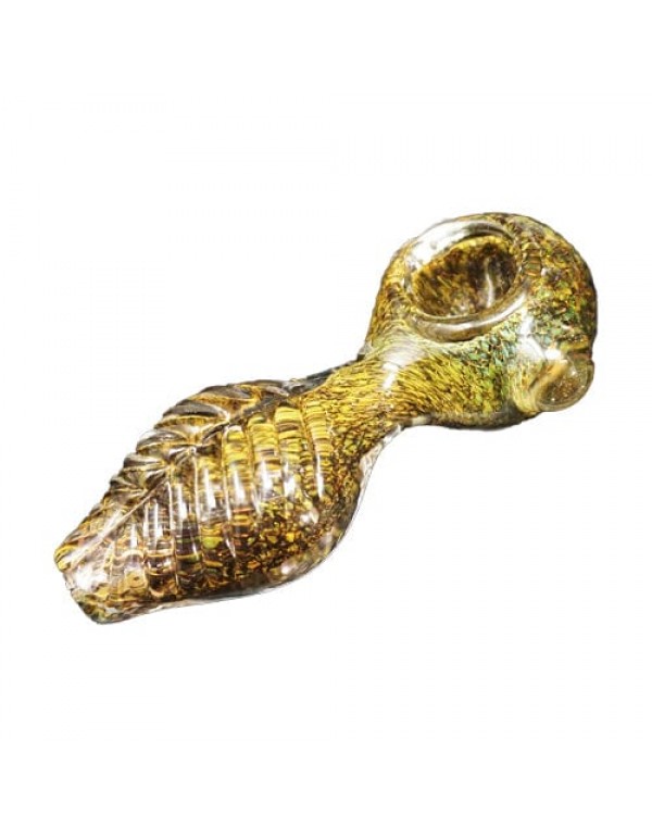Handmade Glass Hand Pipe w/ Gold Fumed Accents
