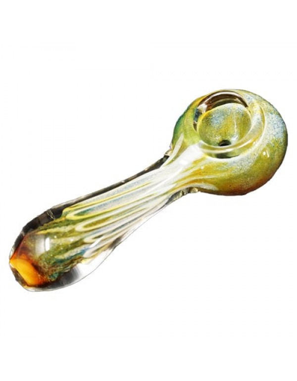 Green Handmade Glass Hand Pipe w/ Fumed Accents