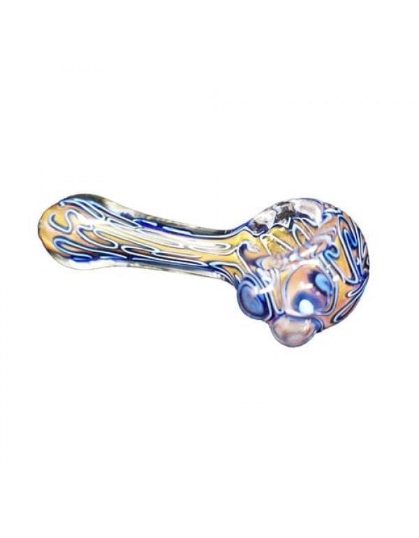 Blue & Yellow Fumed Handmade Glass Spoon Pipe