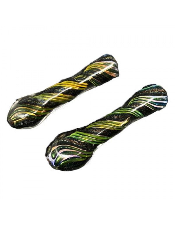 Handmade Glass Chillum w/ Dichro Sprial Accents