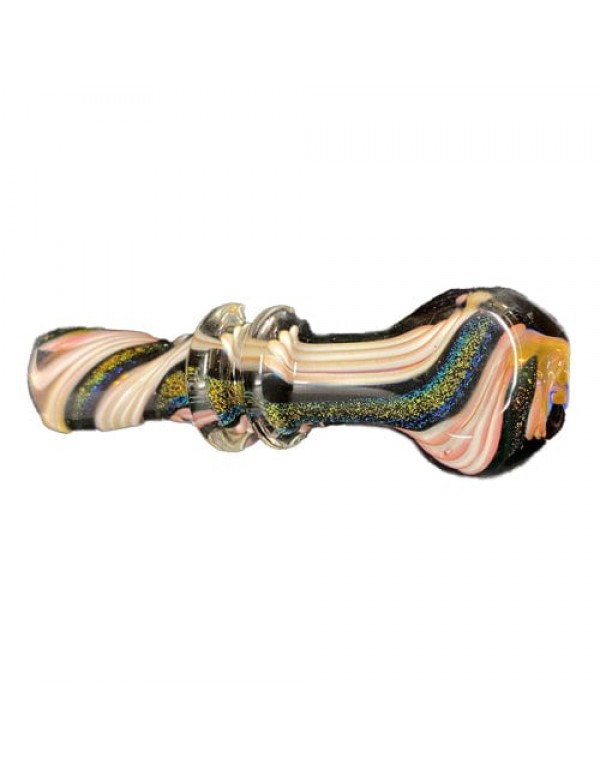 Fumed Handmade Glass Chillum w/ Swirl Dichro Accents