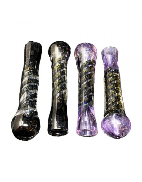 Black/Purple Handmade Glass Chillum w/ Dichro Acce...