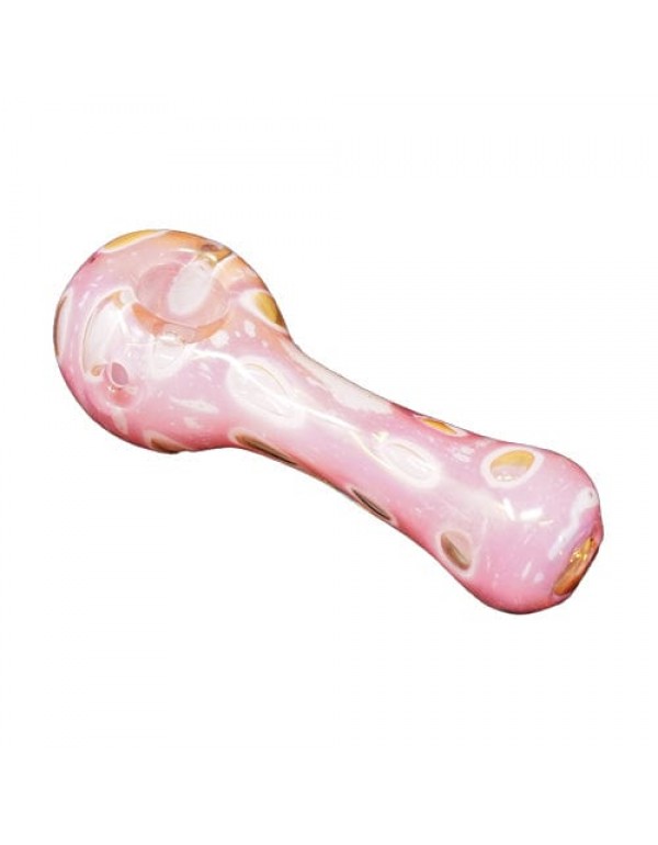 Pink Multi-Designed Handmade Glass Spoon Pipe