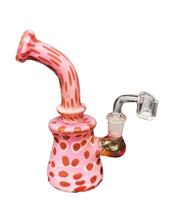 Pink Handmade Glass Dab Rig w/ Polka Dots