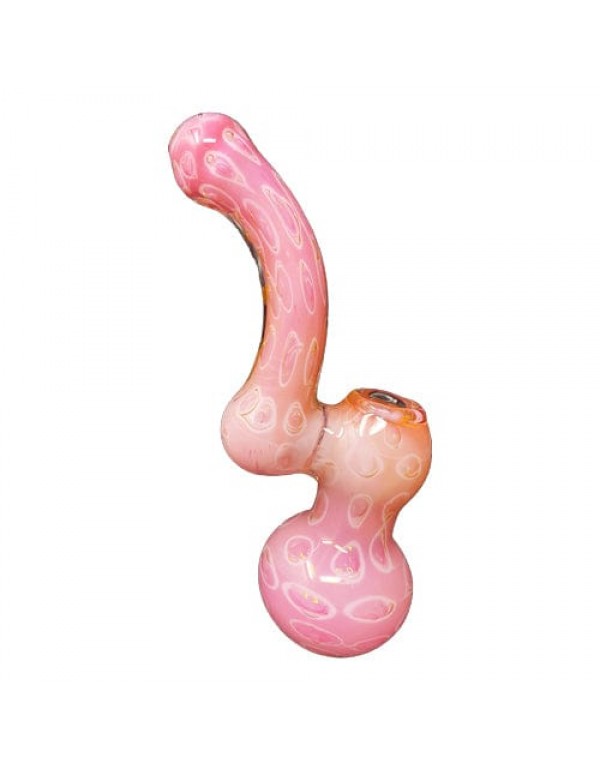 Pink Handmade Glass Bubbler w/ Accents