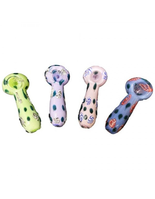 Colored Handmade Glass Spoon Pipe w/ Spiral Millie...