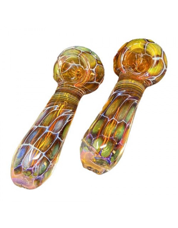 Fumed Handmade Glass Hand Pipe w/ Pattern