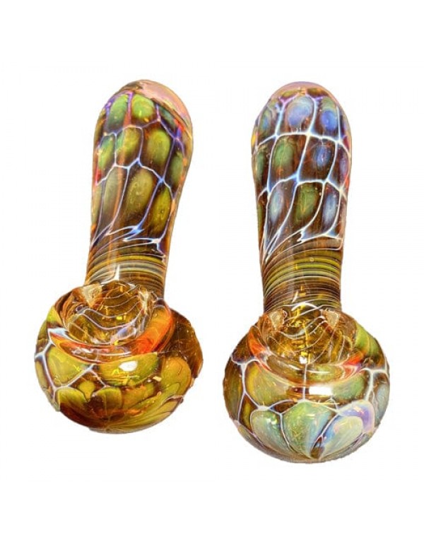 Fumed Handmade Glass Hand Pipe w/ Pattern