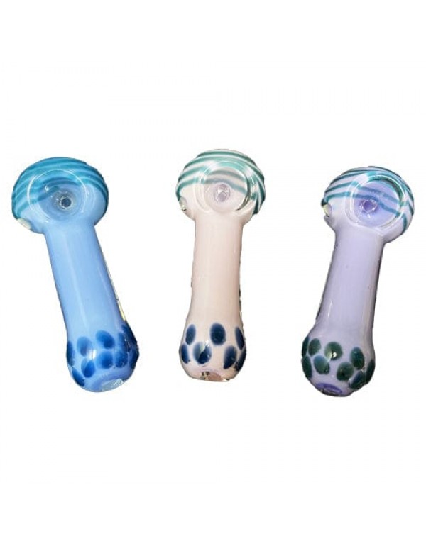Colored Handmade Glass Hand Pipe w/ Boba Tea Accen...