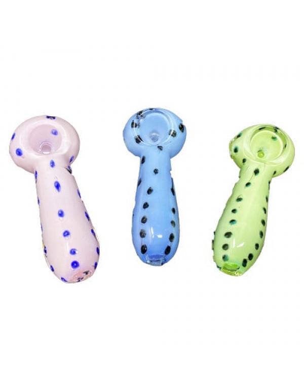 Colored Handmade Glass Hand Pipe w/ Polka Dot Acce...