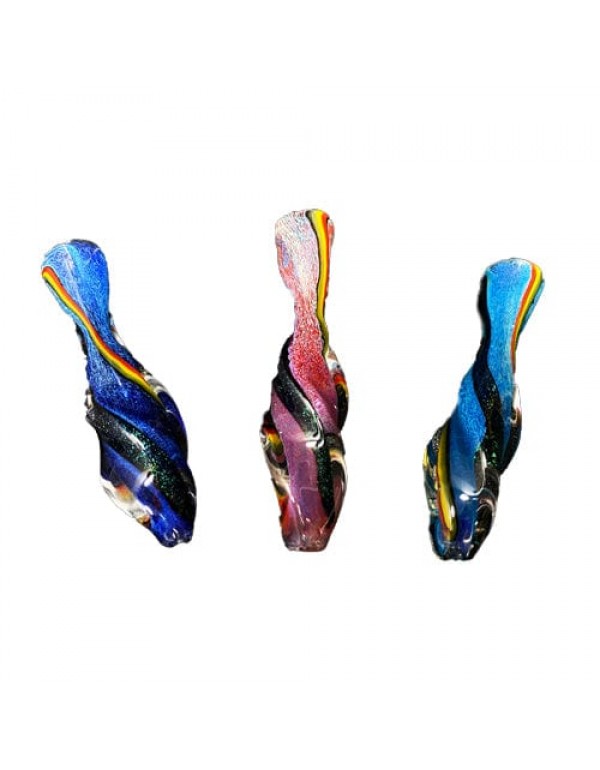 Multi-Color Dichro Handmade Glass Chillum w/ Vase Shape