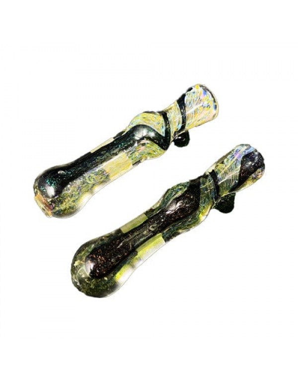 Fumed Handmade Glass Chillum w/ Dichro Accents