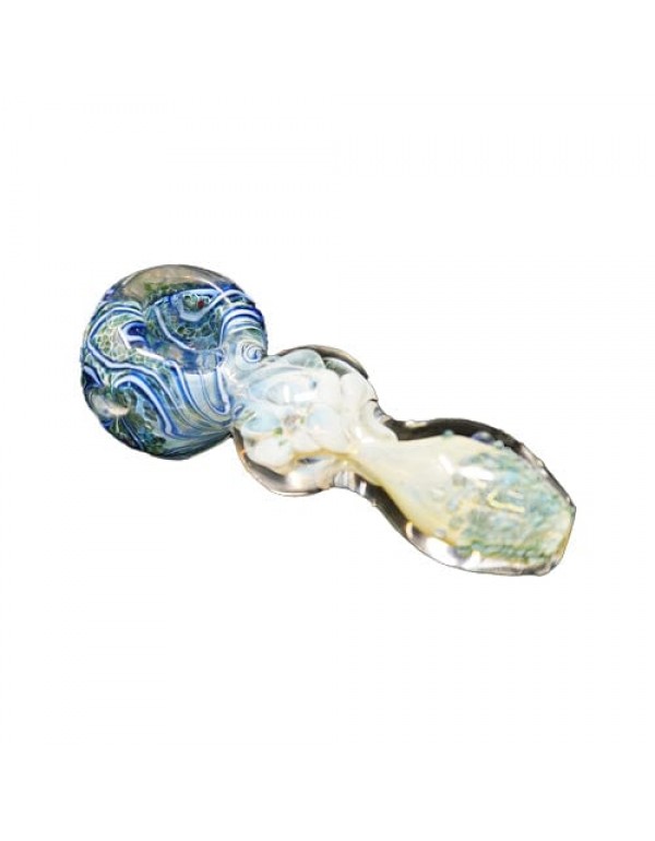 Blue & White Handmade Glass Hand Pipe