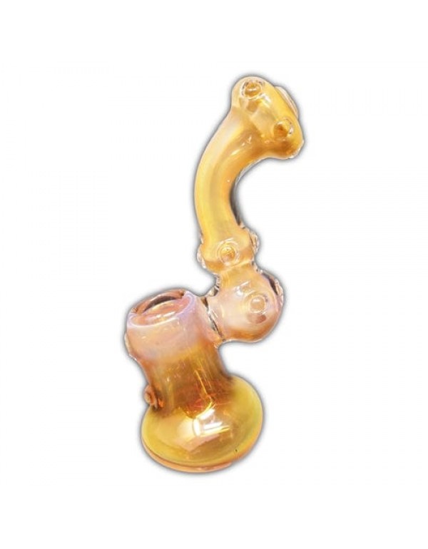 Yellow Handmade Glass Bubbler w/ Accents