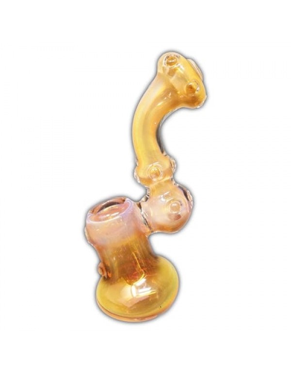 Yellow Handmade Glass Bubbler w/ Accents