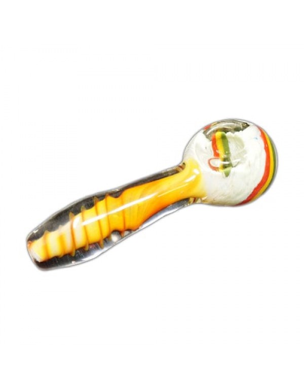 Swirled Handmade Spoon Pipe w/ Rasta Accents