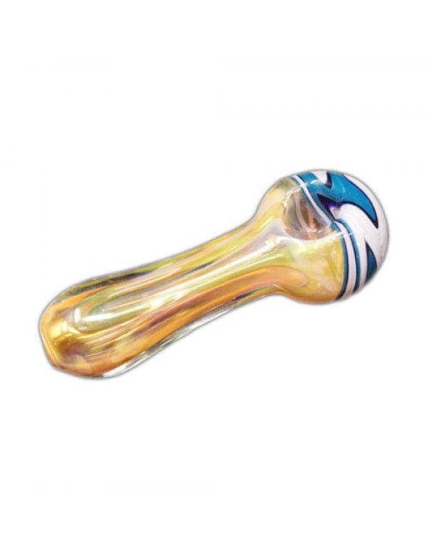 Fumed Handmade Glass Spoon Pipe w/ Wig-Wag Accents