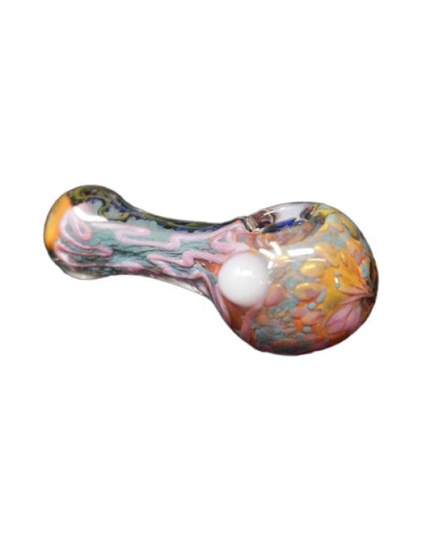 Colored Handmade Glass Hand Pipe w/ Swirled Accent...