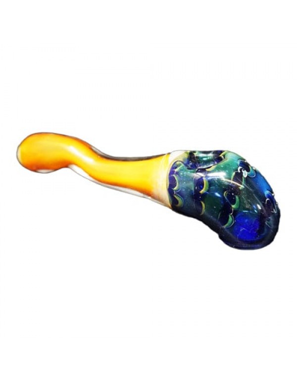 Uniquely Shaped Handmade Glass Hand Pipe w/ Fumed Accents