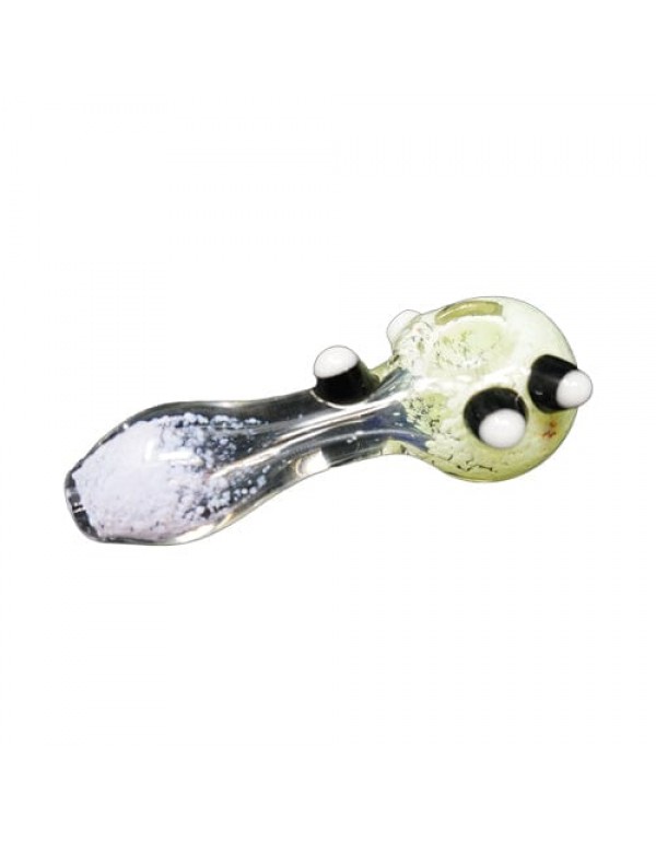 Pink & White Handmade Glass Hand Pipe w/ Marbl...