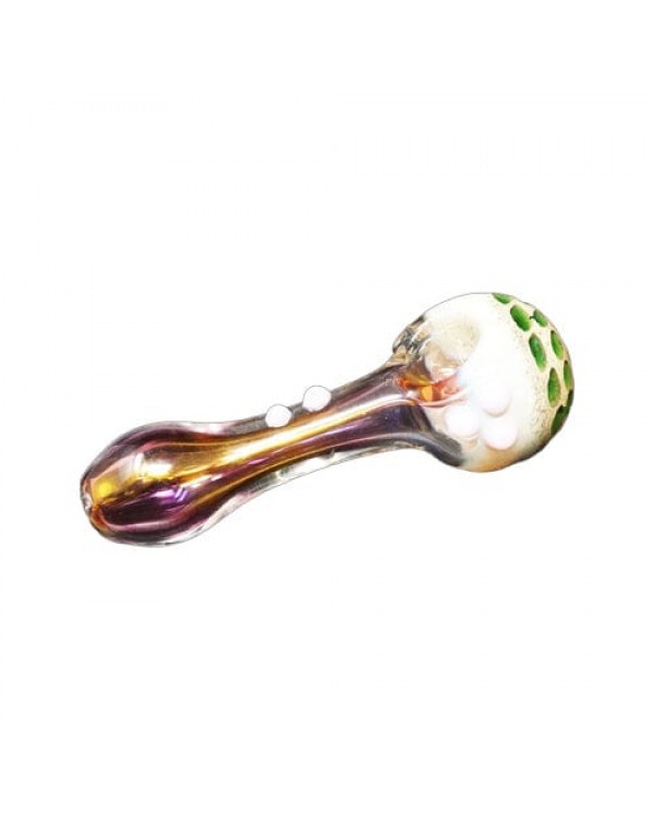 Purple Fumed Handmade Glass Hand Pipe w/ Marble Accents