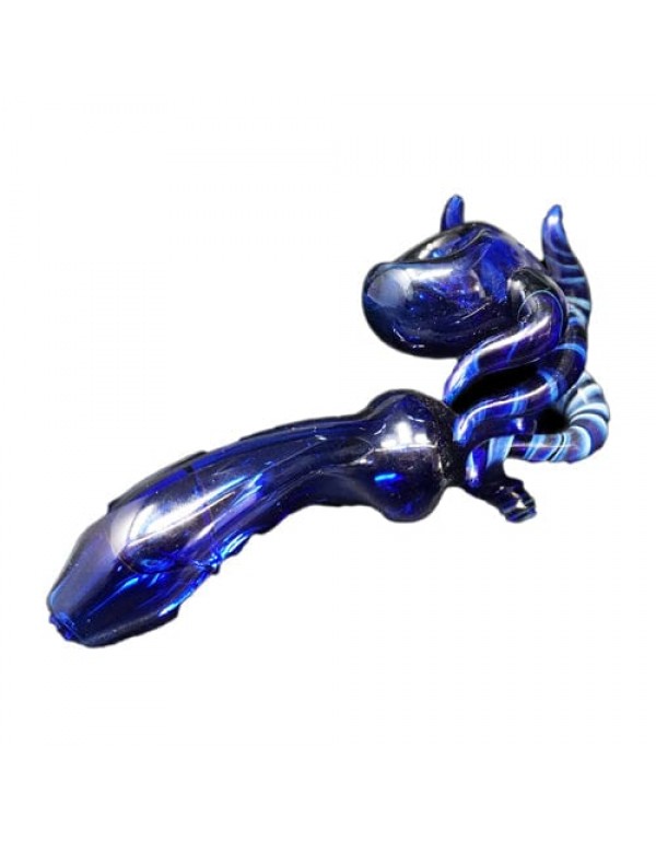Blue Handmade Glass Hand Pipe w/ Tentacle Accents