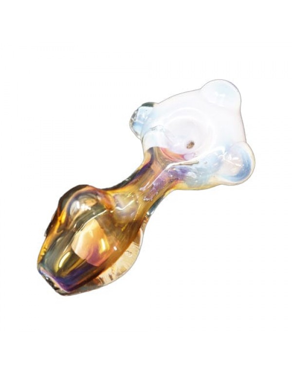 Fumed Handmade Glass Hand Pipe w/ White Bowl