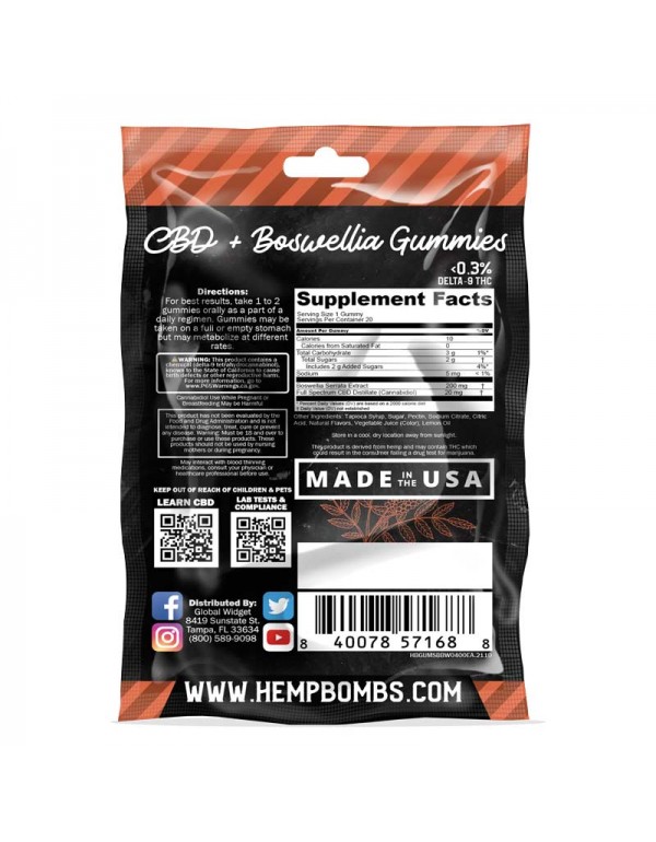 Hemp Bombs Boswellia CBD Gummies (Joint Support)