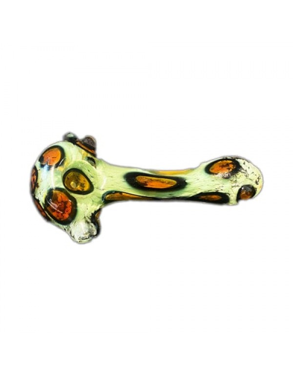 Colored Handmade Glass Spoon Pipe w/ Cheetah Print