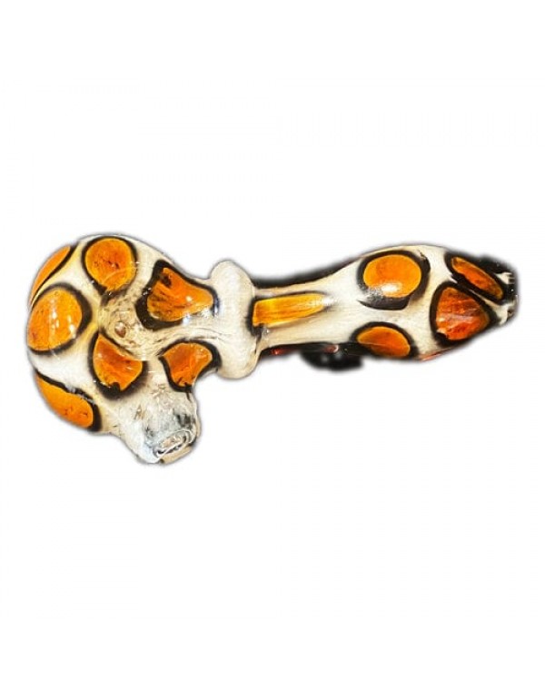 Handmade Glass Hand Pipe w/ Cheetah Print