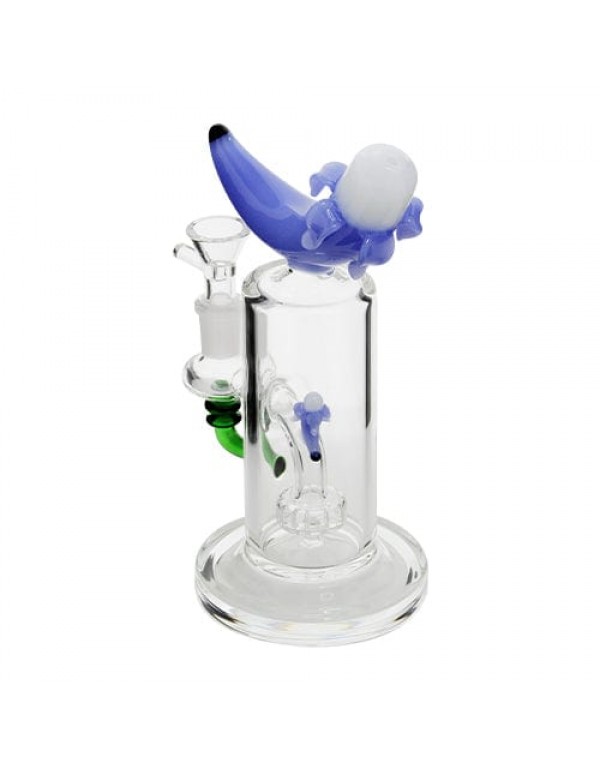 8" Blue Banana Glass Bong w/ Mini Showerhead Perc