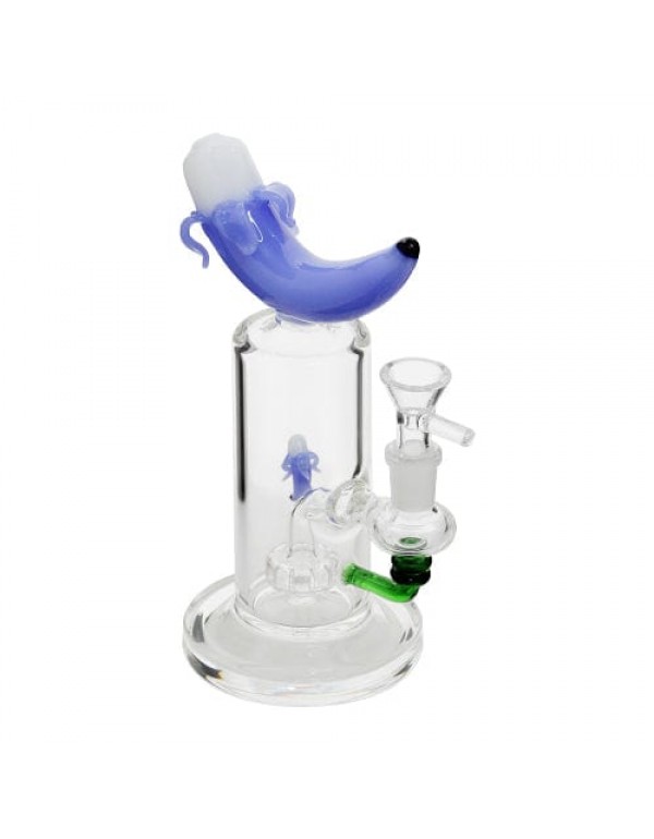 8" Blue Banana Glass Bong w/ Mini Showerhead Perc